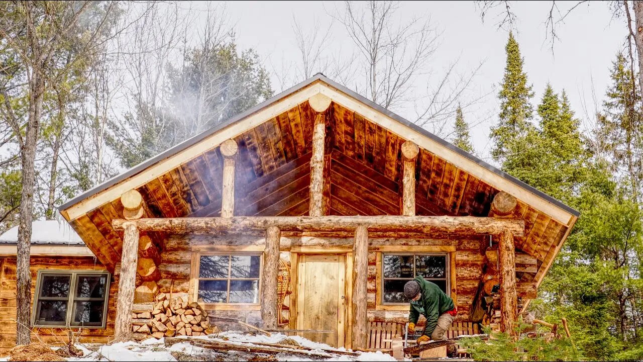 Making a Walnut Shelf Unit and Spalted Birch Drawer Fronts for the Kitchen in my Off Grid Log Cabin