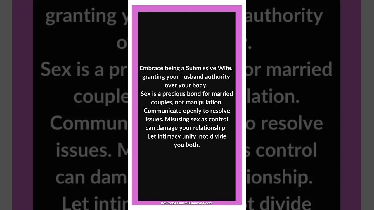 Don't use sex as a tool for manipulation #shorts #SubmissiveWife #MarriageBond #CherishIntimacy