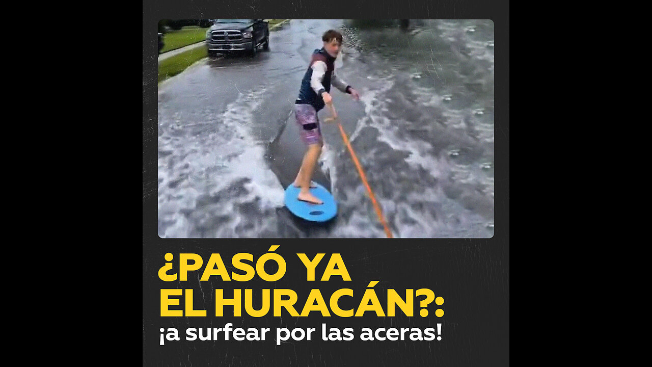 Surfistas toman las calles de Florida tras el paso del huracán Milton