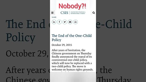 The outcome of the "1 child" policy on China will shock you!