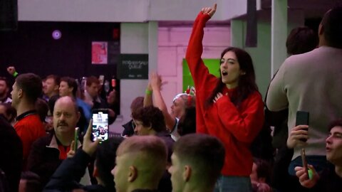 England fans in Manchester sing the national anthem before Iran game