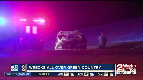 Black ice on roadways causing accidents in Green Country