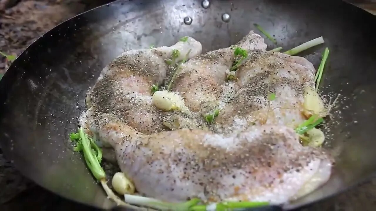Cooking Coconut Chicken Leg Recipe eating so Yummy - Use Coconut water Cook Chicken Meat in Frn5 15