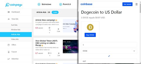 How To Get Free Dogecoin DOGE Cryptocurrency Watching Article Ads At Coinpayu And Instant Withdraw