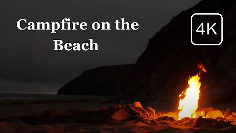 Campfire on the Beach with Relaxing Ocean Wave Sounds