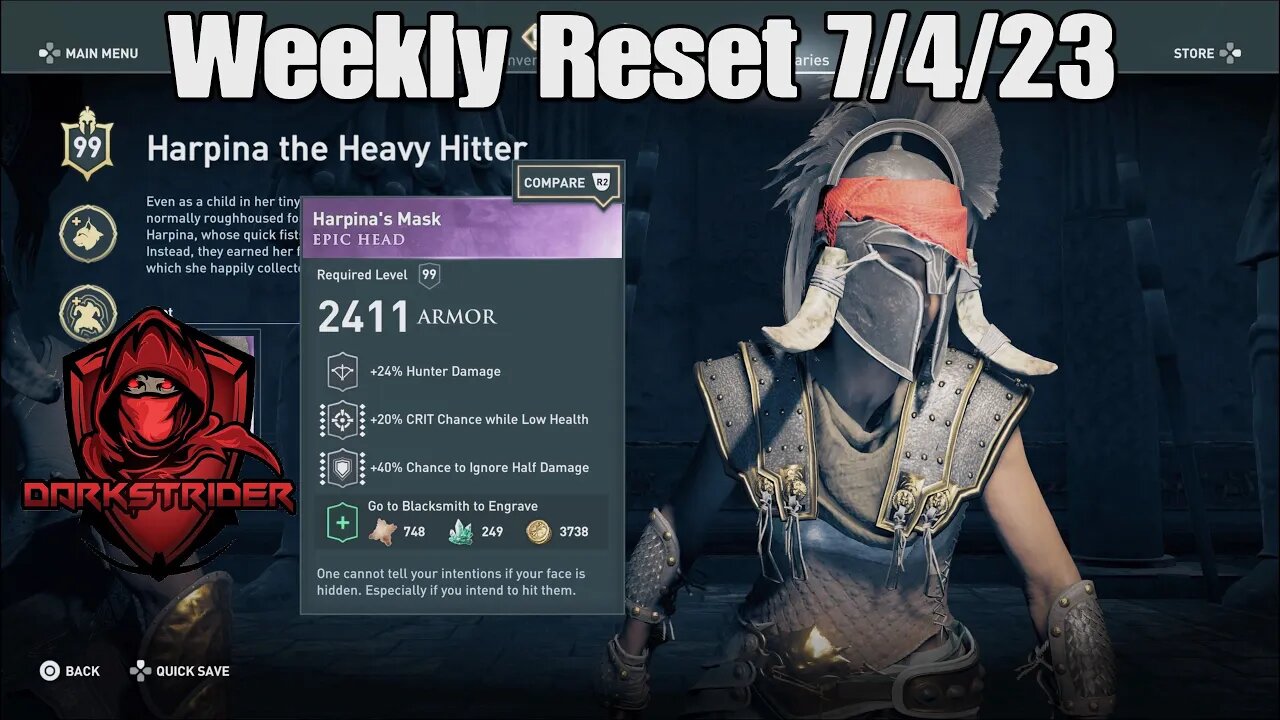 Assassin's Creed Odyssey- Weekly Reset 7/4/23