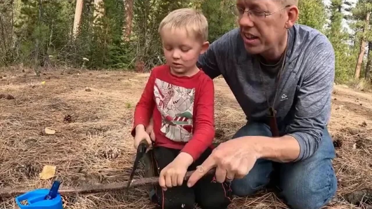 Survival Camping with 4 yr Old Trapping, Knapping, Friction Fire & Campfire Cooking