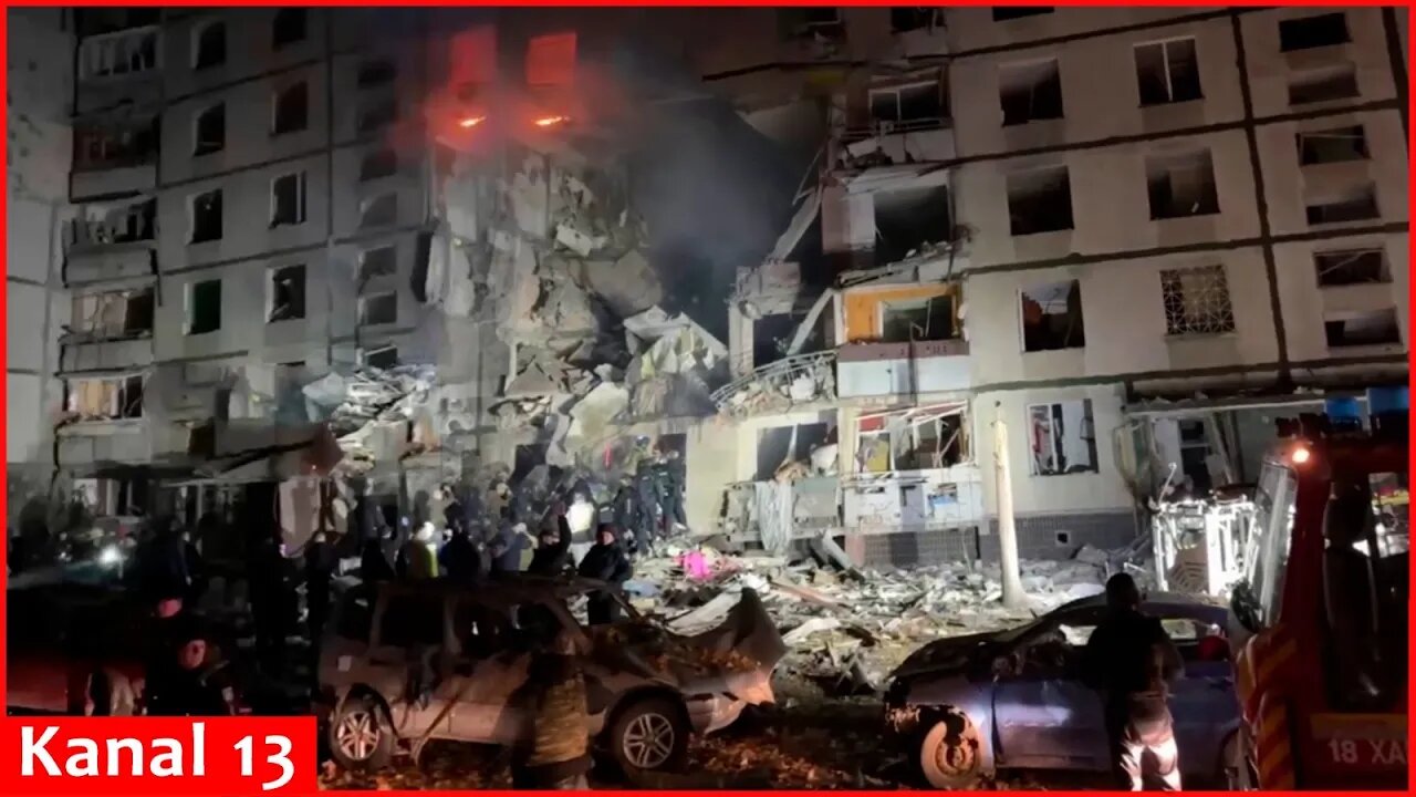 Russian guided aerial bomb hits apartment building in Kharkiv, 35 people injured, 2 killed