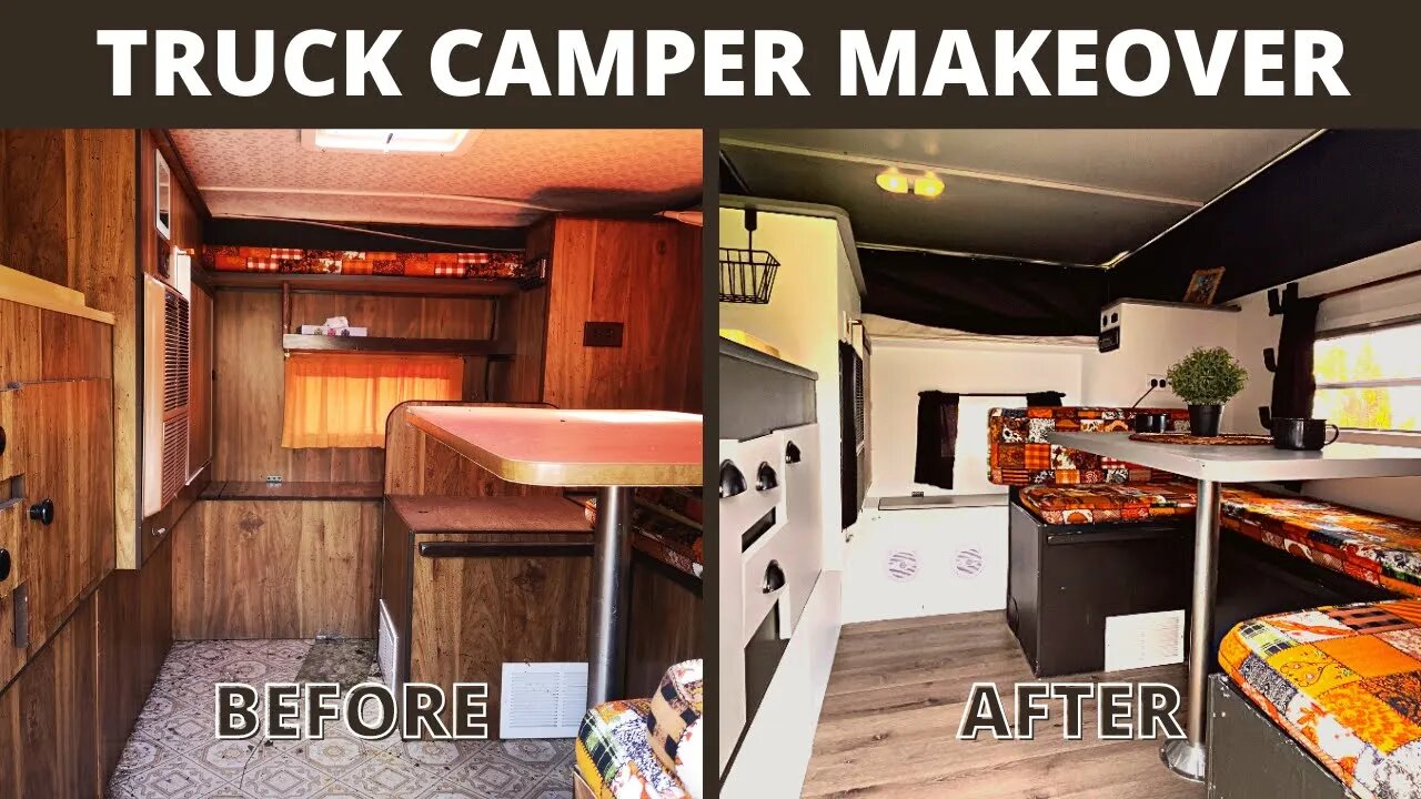 Pop Up Truck Camper Makeover and Walk Thru Tour / Extreme Reno