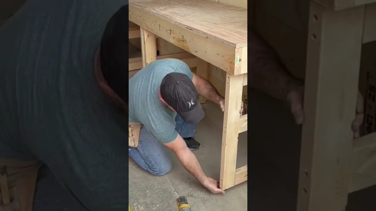 Folding Work Area On One Whole Side Of The Garage