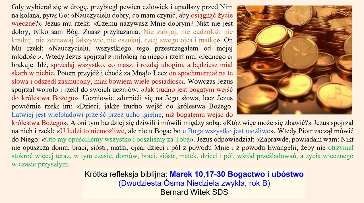 Marek 10,17-30 Bogactwo i ubóstwo