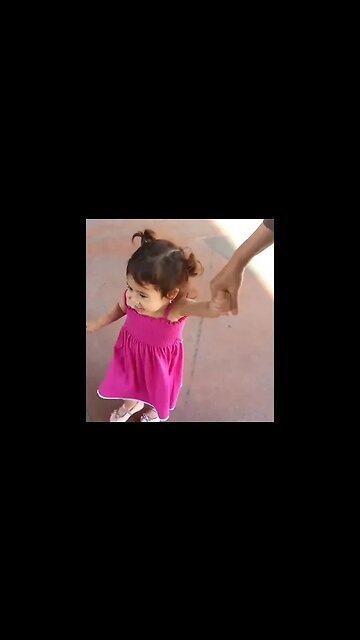 Cute baby girl plays with water at SM in the Philippines with her gramma and mommy