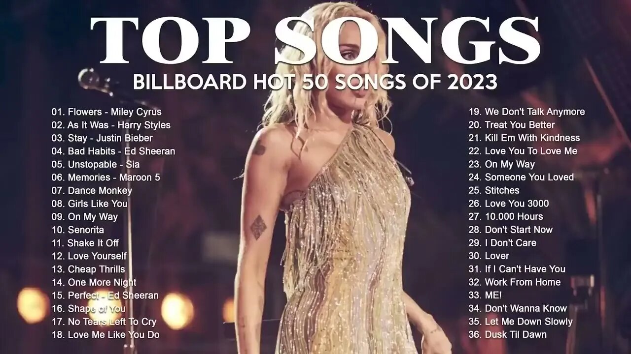 Billboard Hot 50 Top Singles This Week 2023 Miley Cyrus Ed Sheeran Justin Bieber