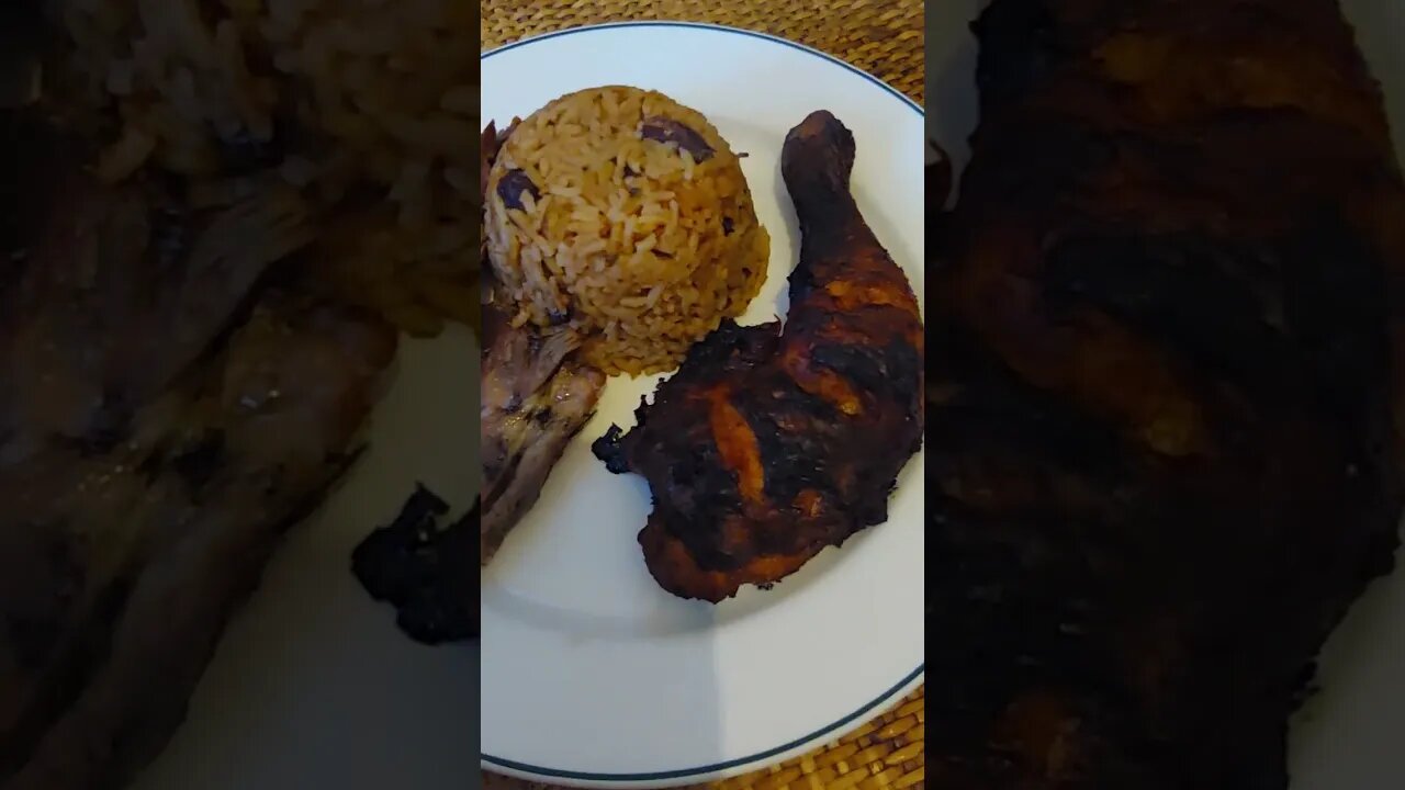 Jerk chicken rice and peas and Roasted Lamb Shoulder