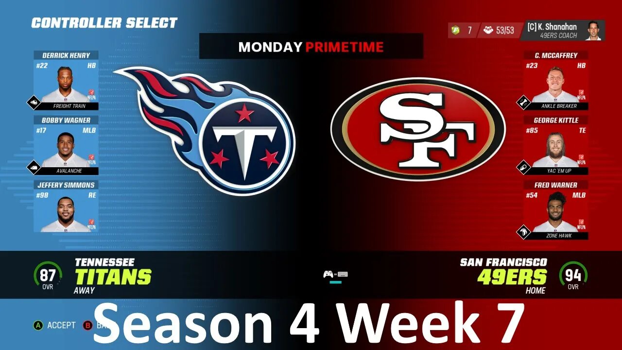 Madden Nfl 23 Titans Vs 49ers Simulation Franchise S4 W7