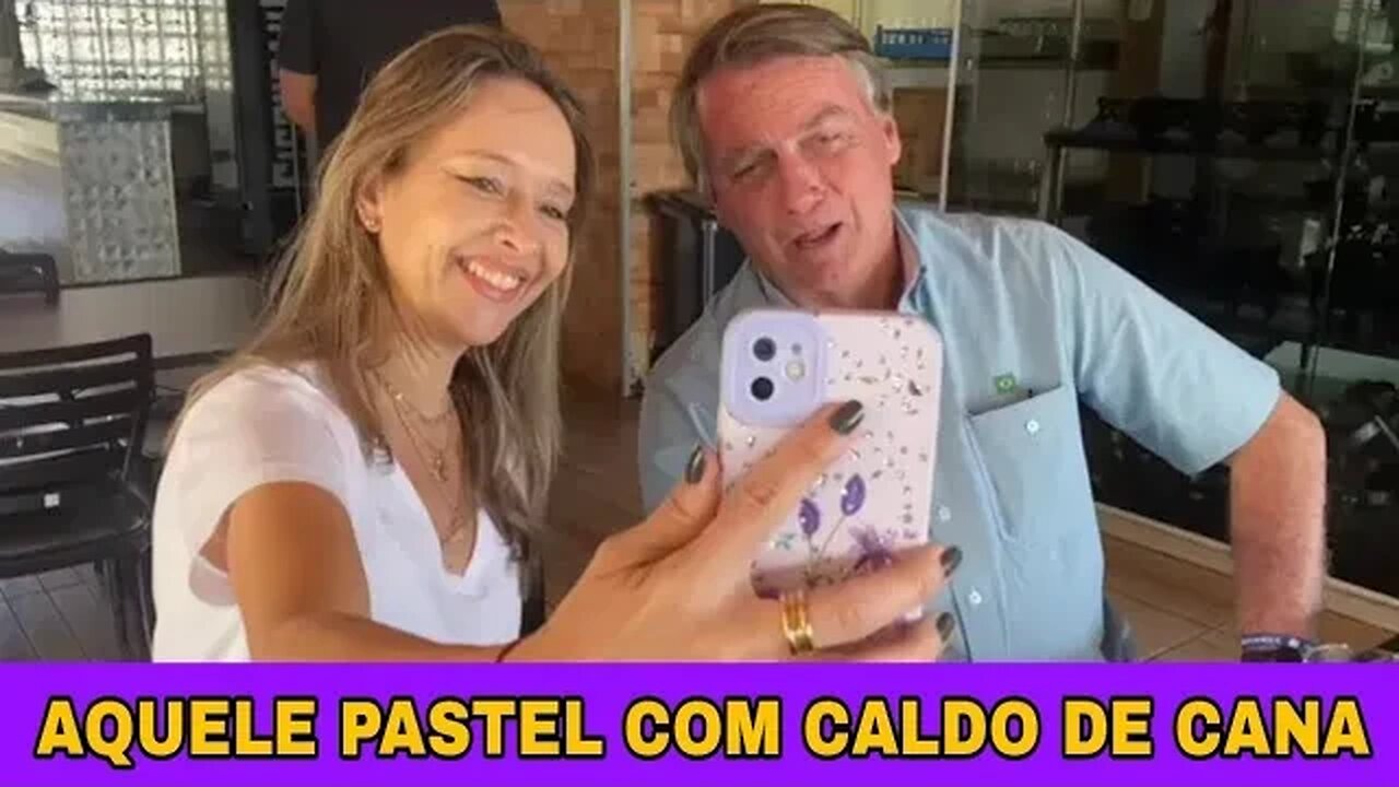 Pastel com caldo de cana - Bolsonaro faz um tour pela cidade e tira fotos com apoiadores