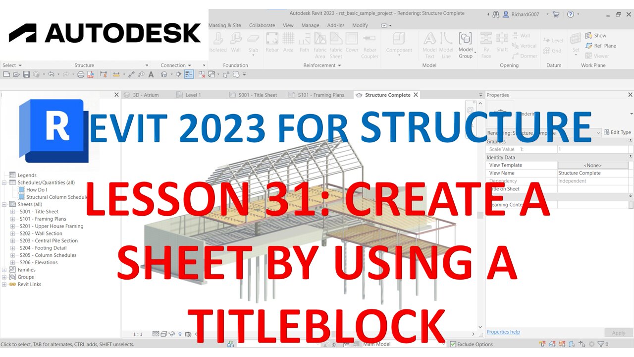 REVIT 2023 STRUCTURE: LESSON 31 - CREATE A SHEET BY USING A TITLEBLOCK