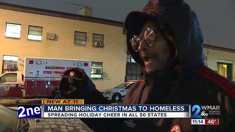 Man on a mission to bring Christmas to homeless in 50 states arrives in Baltimore