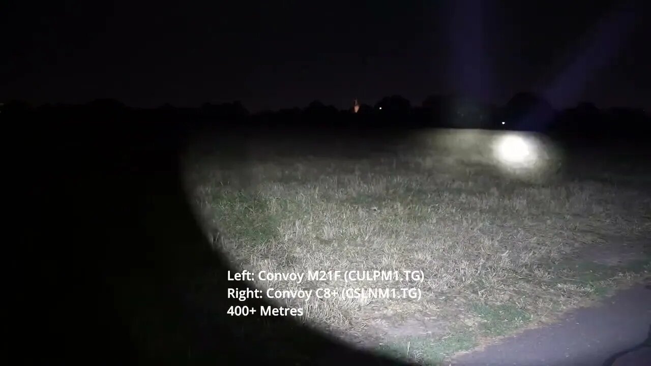 Flashlight Beamshot Comparison: Convoy M21F (CULPM1.TG) vs C8+ (CSLNM1.TG)