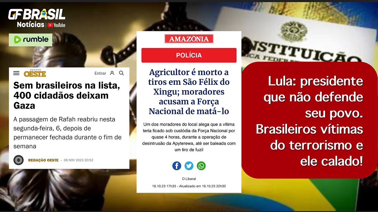 Lula: presidente que não defende seu povo. Brasileiros vítimas do terrorismo estão largados à sorte!