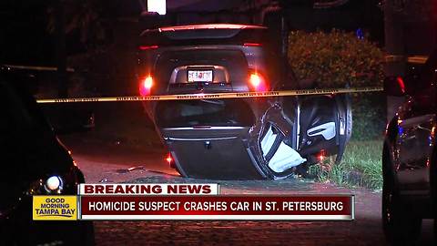 Suspect crashes car after killing a man during a fight on a porch in St. Petersburg