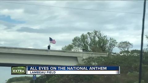 All eyes on the national anthem at Packers-Bears game