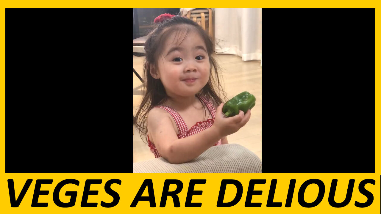 CUTE BABY THINKS VEGES ARE DELICIOUS
