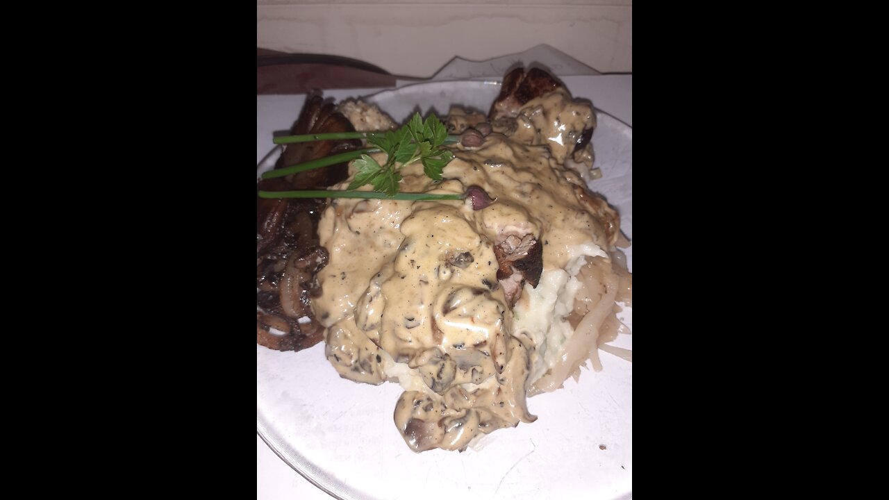 Pork Tenderloin with wild mushroom cream sauce