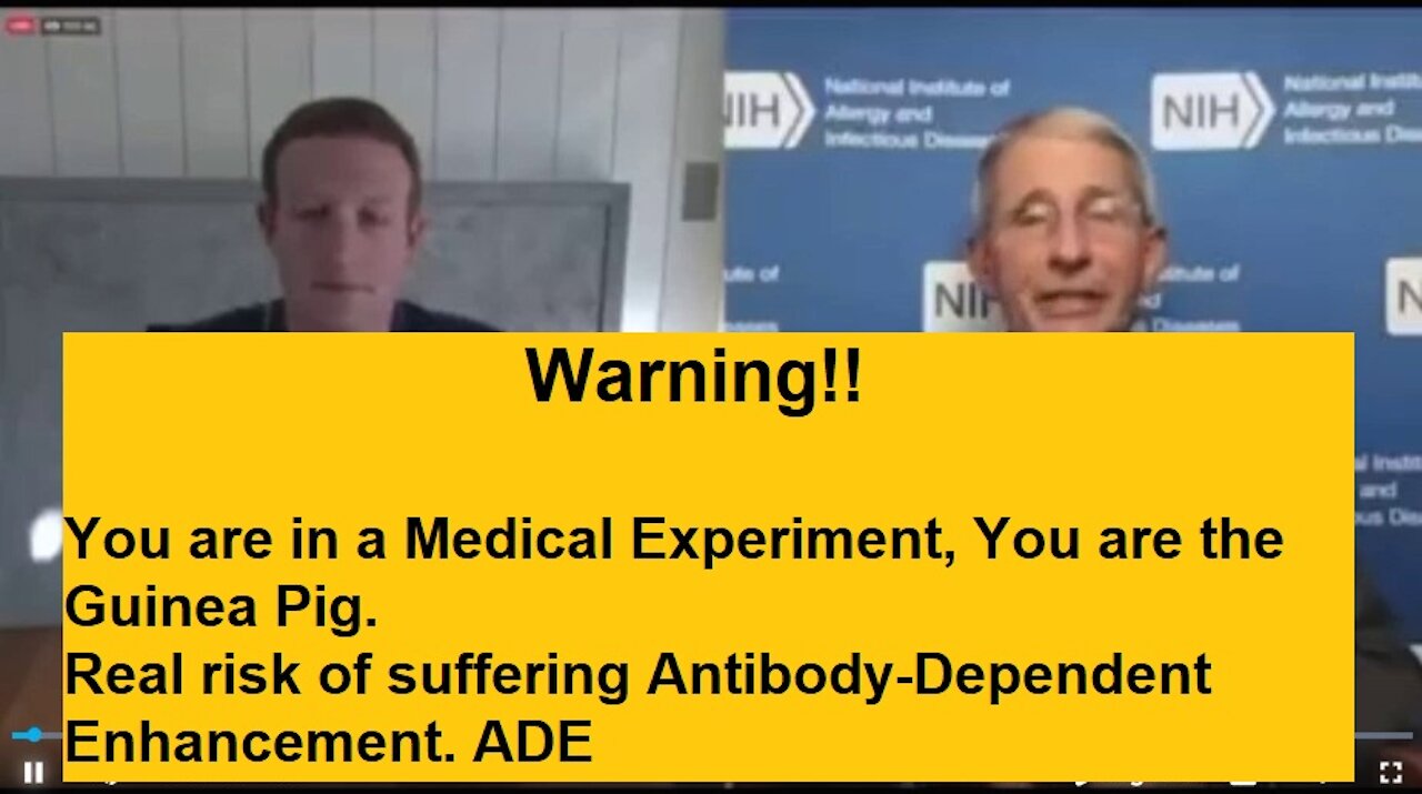 You are in a Medical Experiment. Fauci makes it clear for the vaccinated sheeple