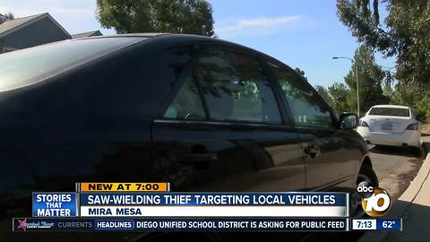 Saw-wielding thief targets vehicles