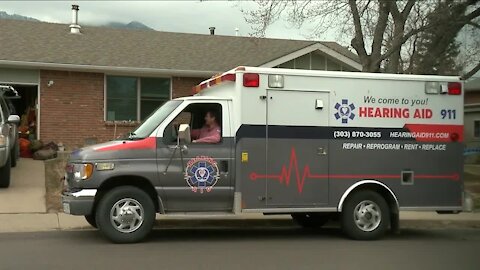 Retired ambulance used to provide curbside hearing services during the COVID-19 pandemic