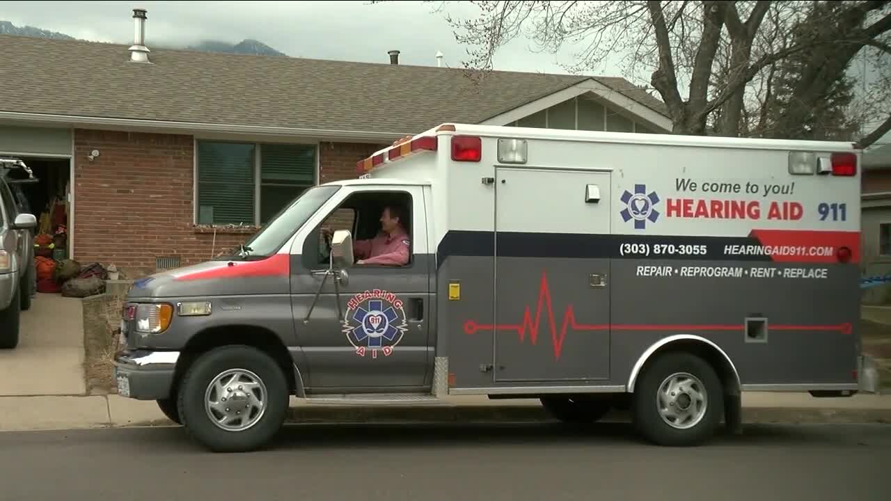 Retired ambulance used to provide curbside hearing services during the COVID-19 pandemic