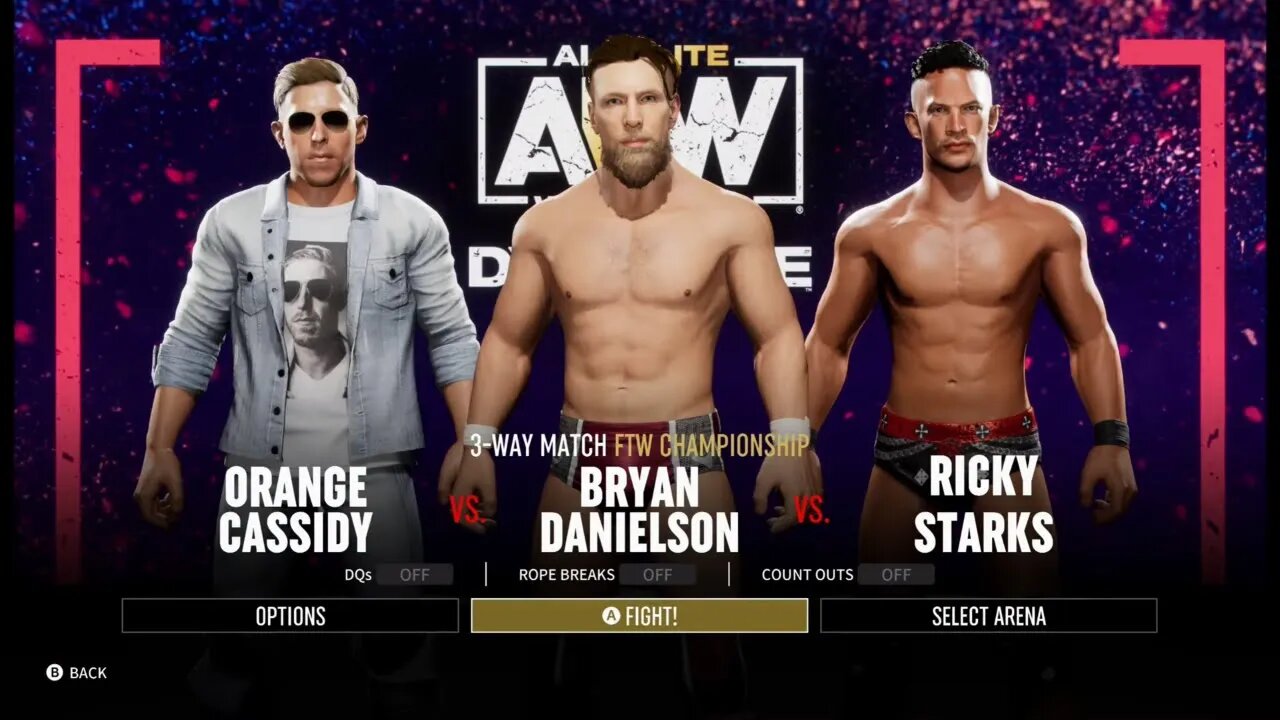 AEW Fight Forever Starks vs Danielson vs Cassidy in a Triple Threat for the FTW Title