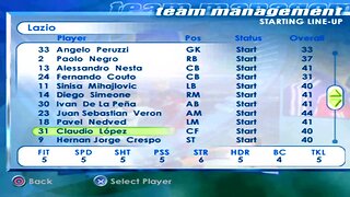 FIFA 2001 Lazio Overall Player Ratings