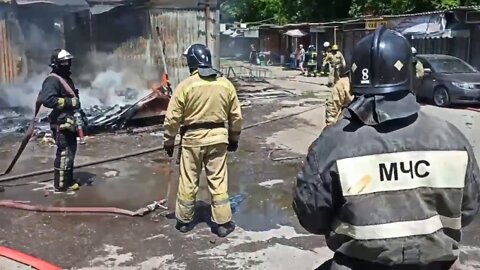 Result of shelling of the Maisky market, Budyonovsky district of Donetsk, by Ukrainian artillery