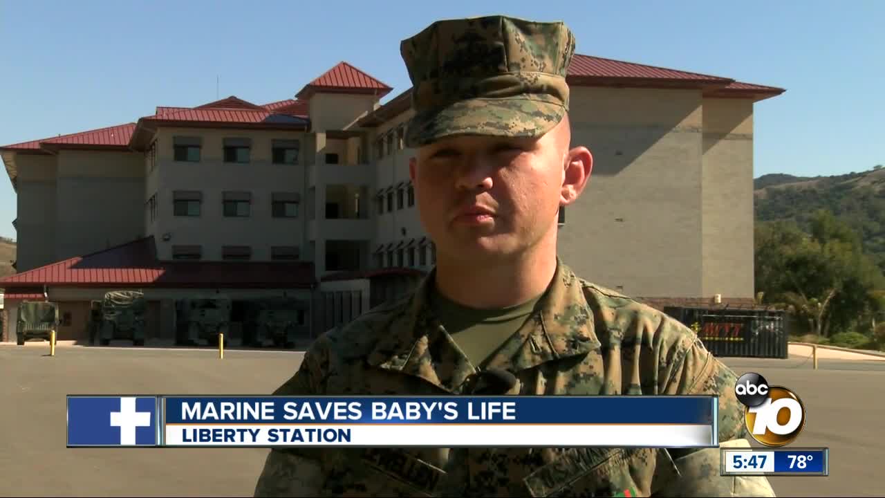 Marine saves baby's life