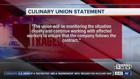 Culinary union responds to report of Mandalay Bay laying off workers