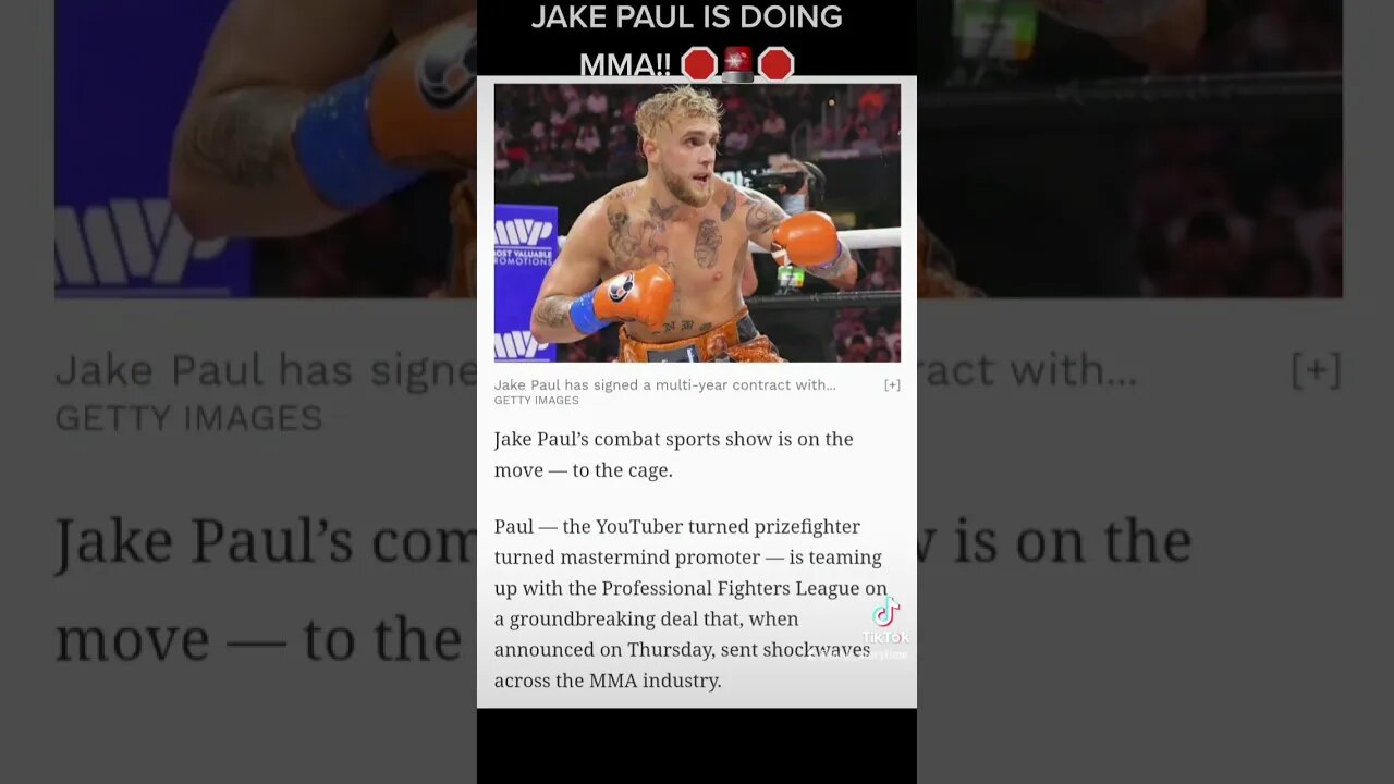 JAKE PAUL IS DOING MMA!! 🛑🚨🛑 #shorts #youtubeshorts #ufc #PFL