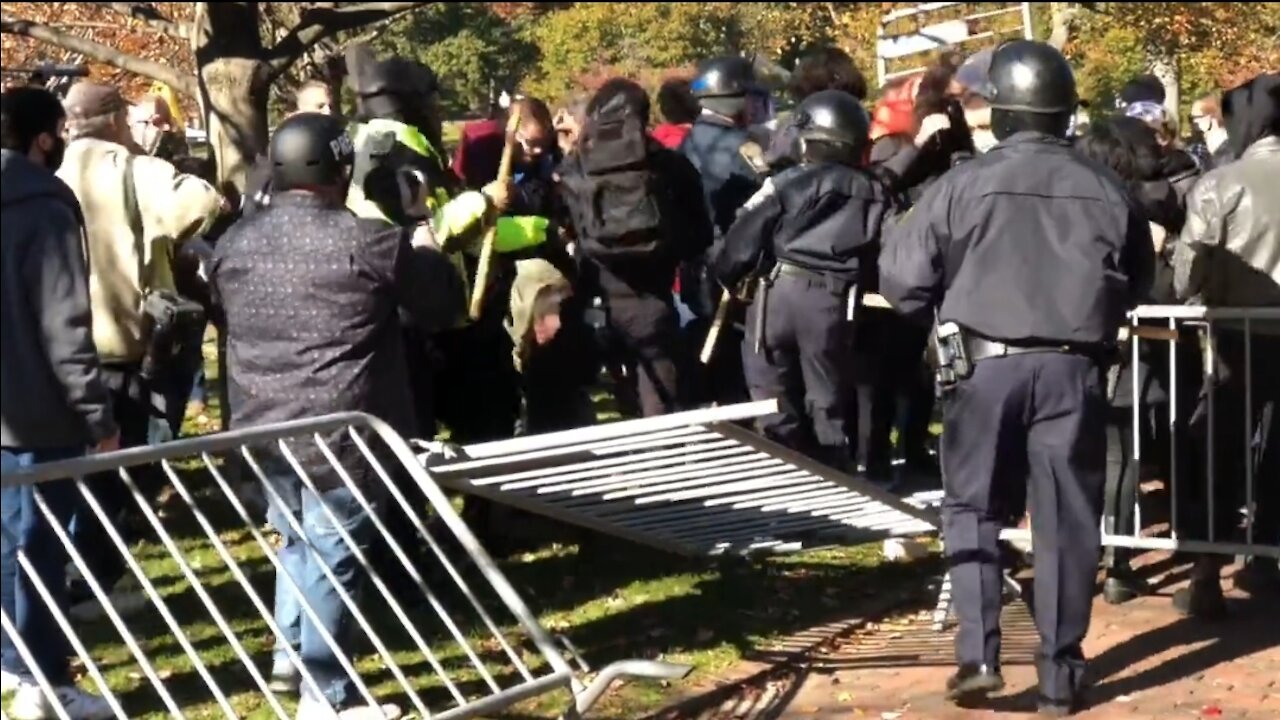 Fight Between Antifa and Anti Vaccine Protesters in Boston