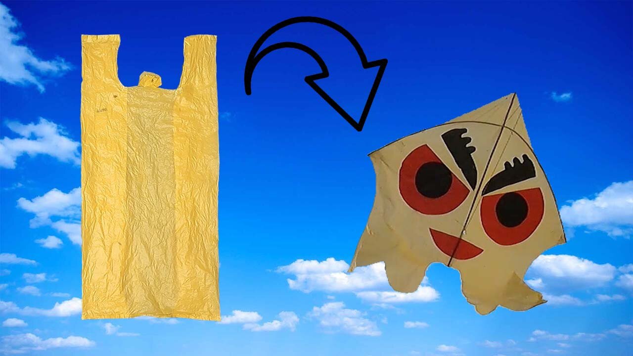 how to make kite at home with shopping bag