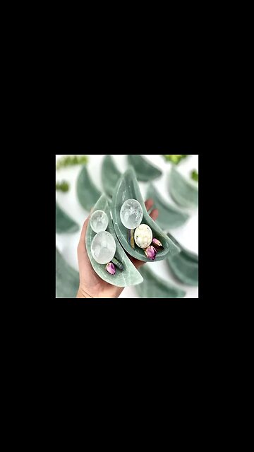 GREEN ADVENTURINE STONE MOON DISH - HAND CUT AND POLISHED