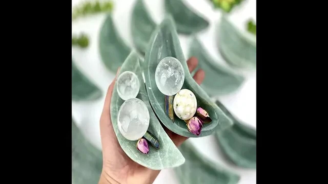 GREEN ADVENTURINE STONE MOON DISH - HAND CUT AND POLISHED