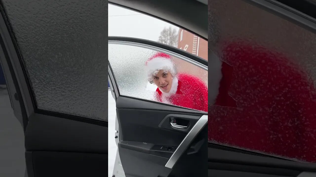 Did Santa just BREAK my car window? 🤷‍♂️ #shorts