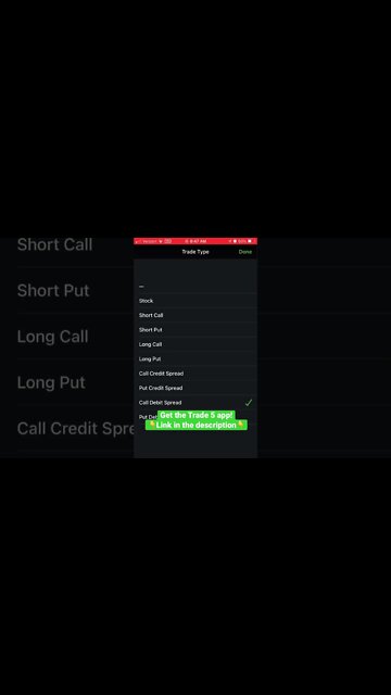 Trade 5 App: Credit & debit spreads added! 📈📉 #optionstrading #makingmoney #shorts
