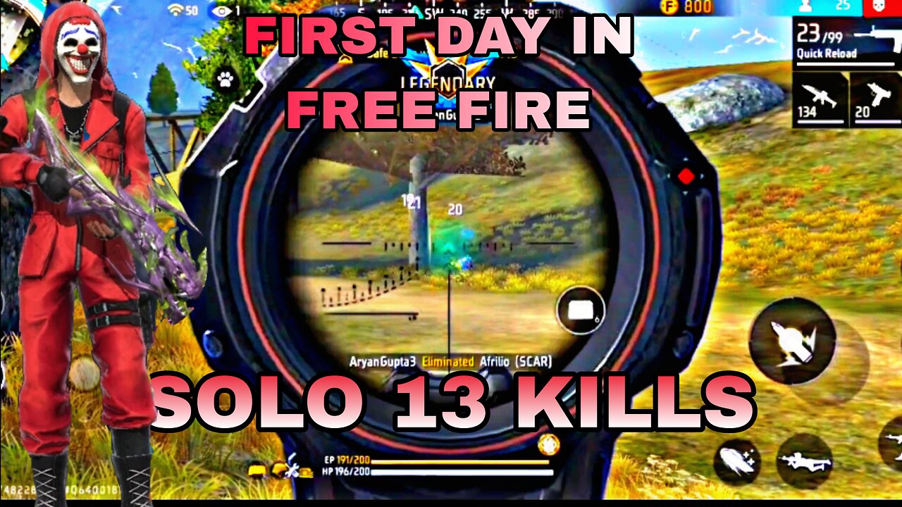 FIRST DAY IN FREE FIRE SOLO 13 KILLS 🔥🥵