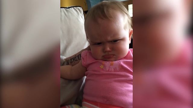 "Baby Furrows Her Brows When Mom Stops Tickling Her"