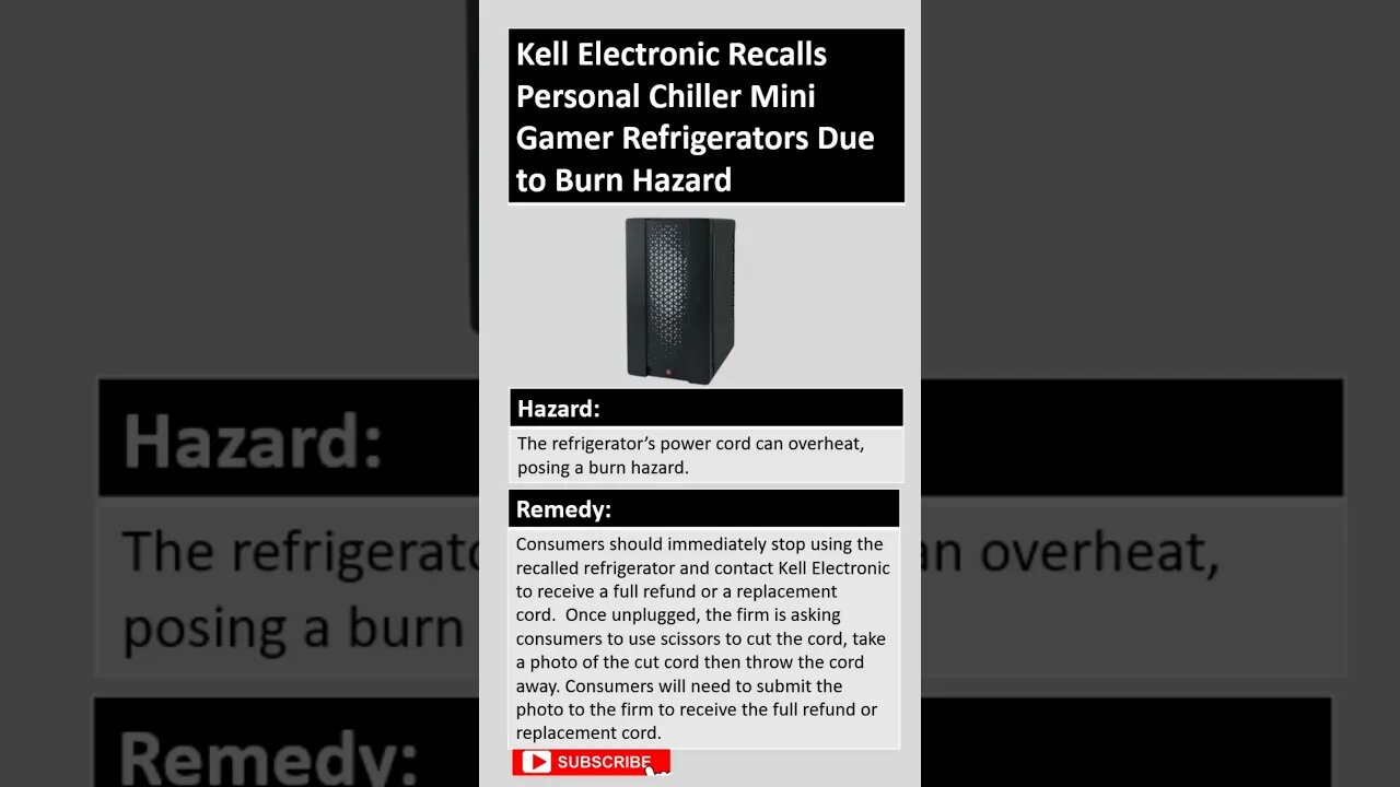 Kell Electronic Recalls Personal Chiller Mini Gamer Refrigerators Due to Burn Hazard