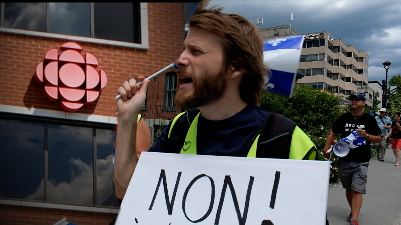 "We are here to tell them that we are free": Protesters rally outside CBC building in Sherbrooke