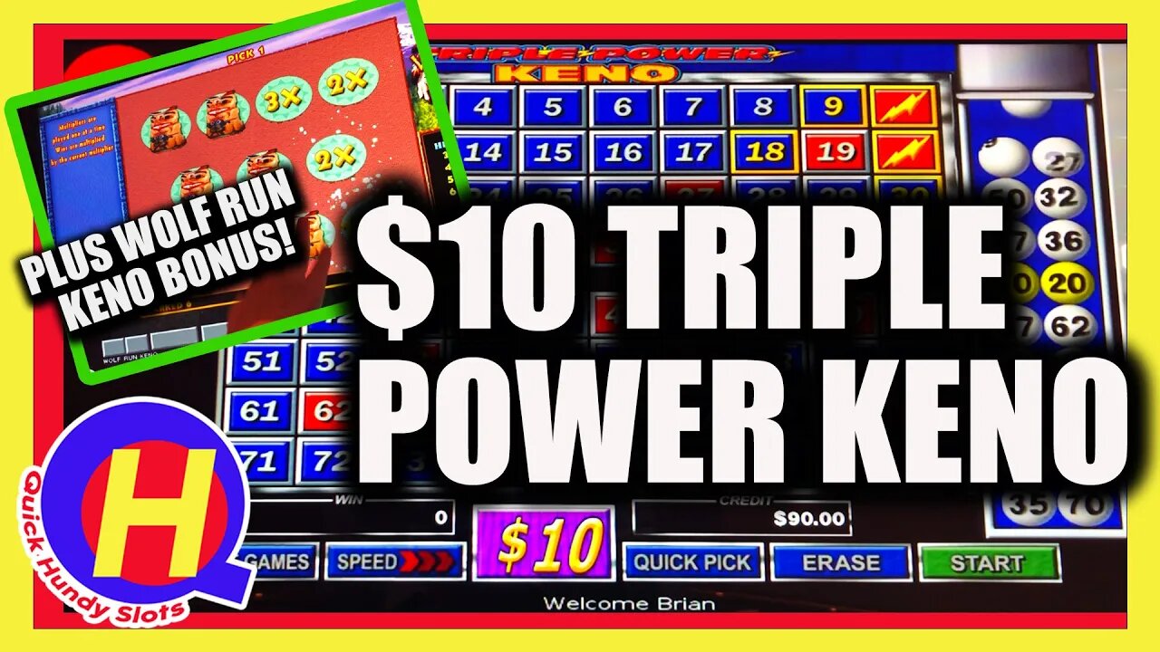 $10 Triple Power KENO Plus Nice Wolf Run KENO Bonus!