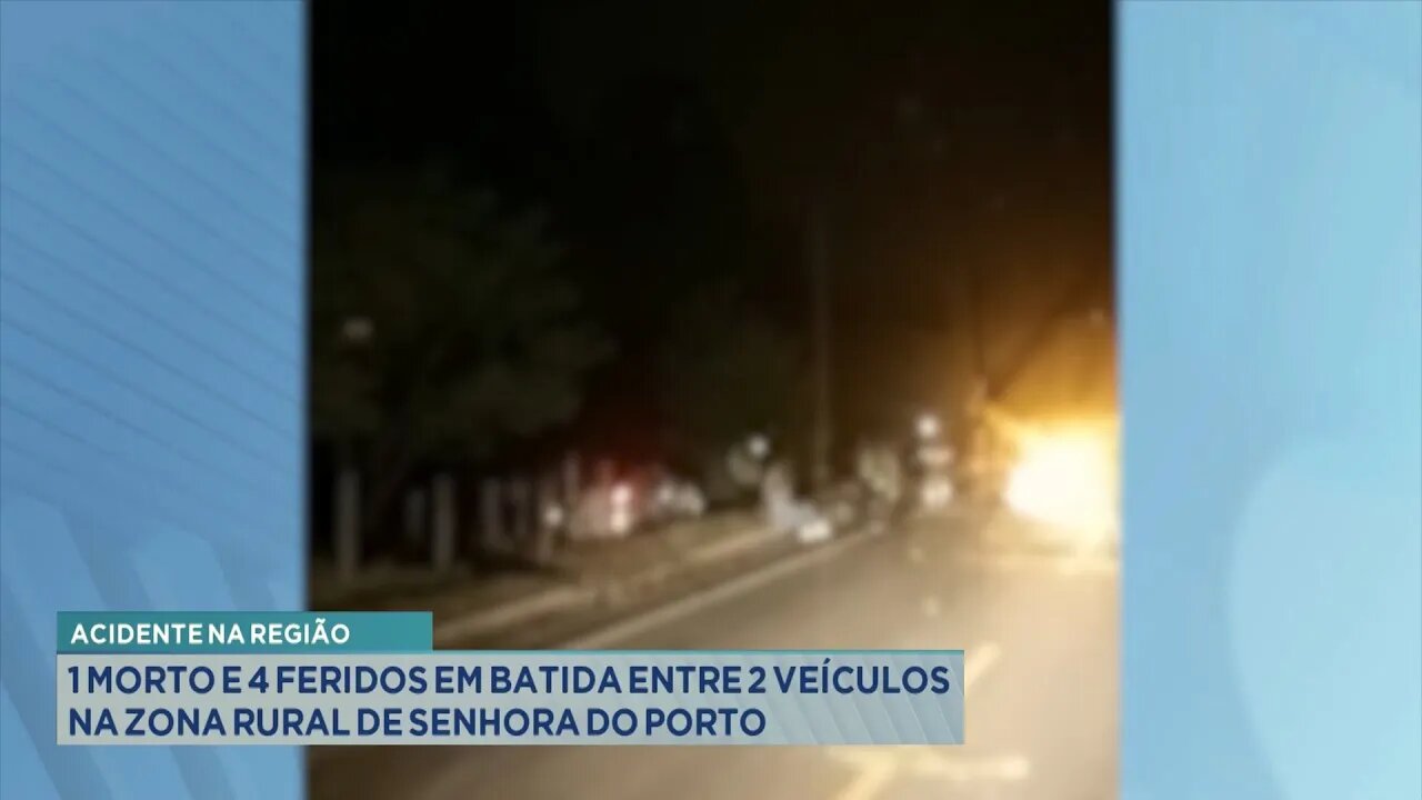 Acidente na Região: 1 Morto e 4 Feridos em Batida entre 2 Veículos na Zona Rural de Sra. do Porto.